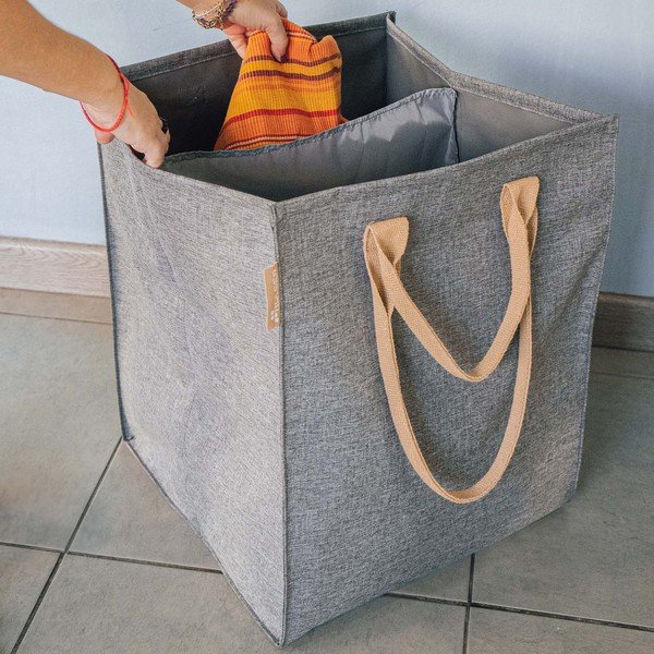 Šedý látkový koš na prádlo 71 l Laundry Hub Tweed duplo – Rolser-image-2