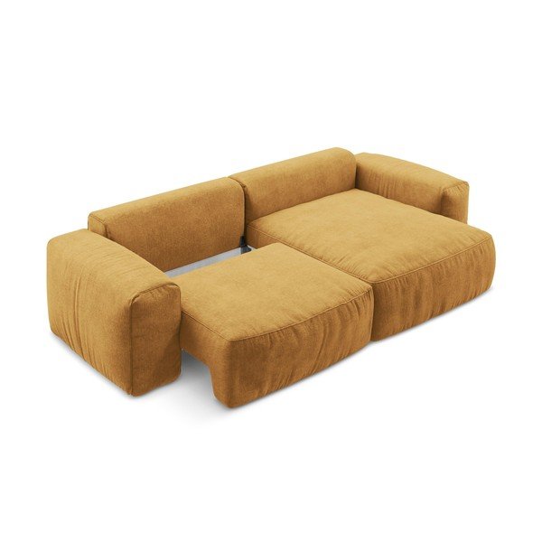 Žinylková rozkládací rohová pohovka v hořčicové barvě (pravý roh/s lenoškou) Kuki – Makamii-image-4