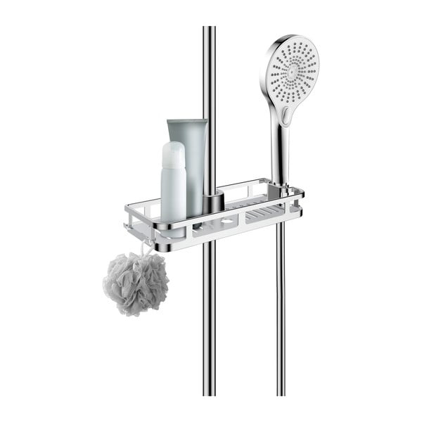 Samodržící plastová koupelnová polička v leskle stříbrné barvě Libertà – Wenko-image-3