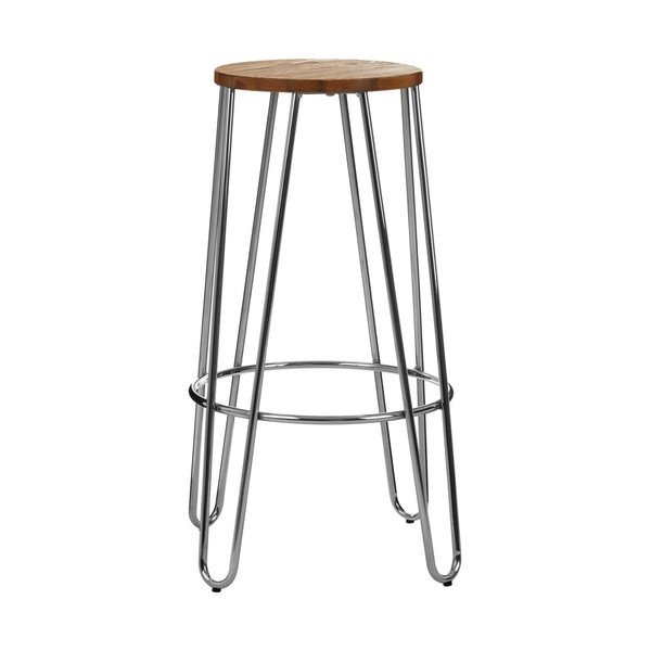 Barová stolička z jilmového dřeva ve stříbrné barvě/v přírodní barvě (výška sedáku 75 cm) District – Premier Housewares