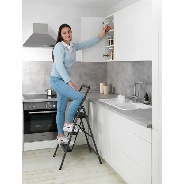 Šedé schůdky Wenko Compact, výška 114,5 cm-image-1