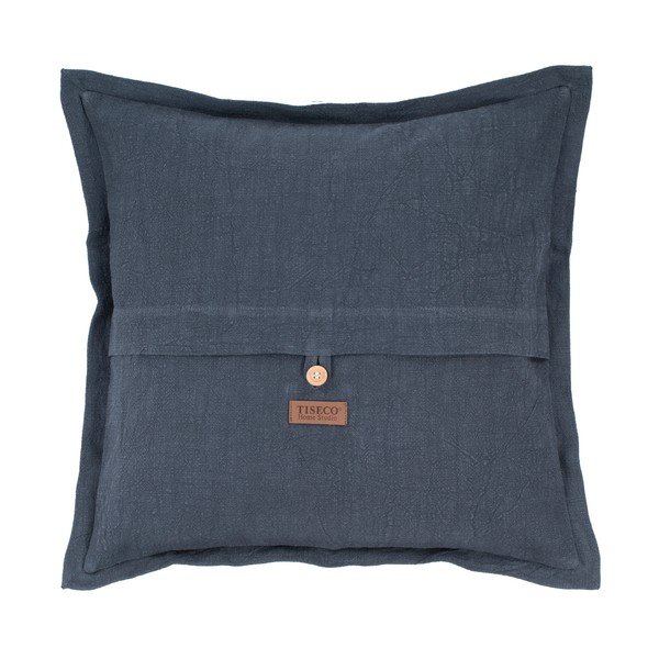 Tmavě modrý polštář s příměsí lnu Tiseco Home Studio, 45 x 45 cm-image-1