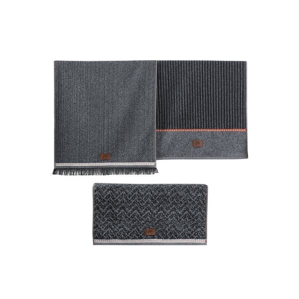 Antracitové ručníky v sadě 3 ks 50x90 cm Denim – Foutastic