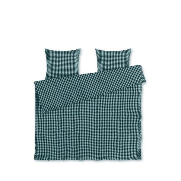 Zelené/modré krepové povlečení na dvoulůžko/prodloužené 200x220 cm Bæk&Bølge – JUNA