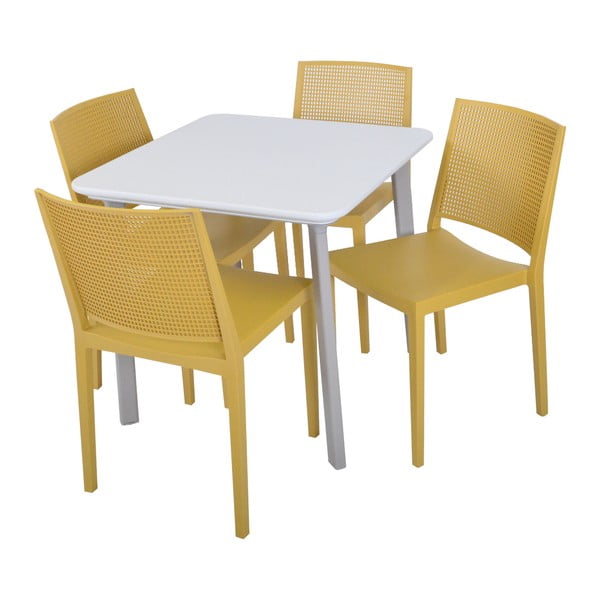 Žlutá plastová zahradní židle Grid – Rojaplast-image-4