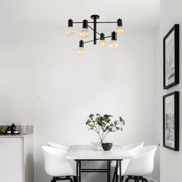 Černé stropní svítidlo pro 6 žárovek Opviq lights Hexa-image-4