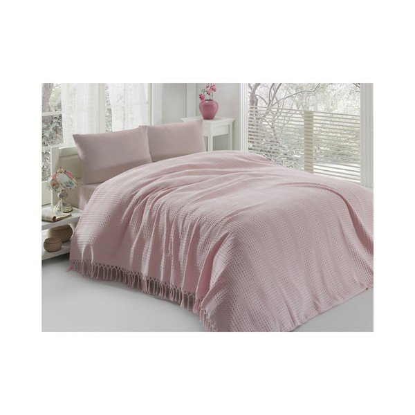 Lehký bavlněný přehoz přes dvoulůžko Pique Powder, 220 x 240 cm-image-1