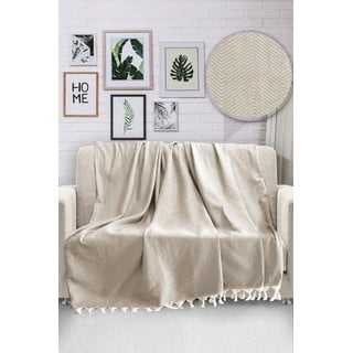 Béžový bavlněný přehoz přes postel Viaden HN, 170 x 230 cm