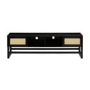 Černý TV stolek z borovicového dřeva s ratanovými dvířky Støraa Jolene