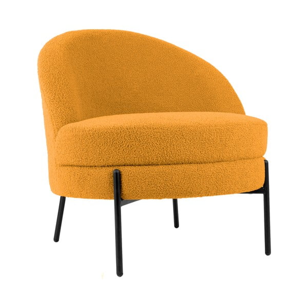 Okrově žluté křeslo z textilie bouclé Noble – Leitmotiv