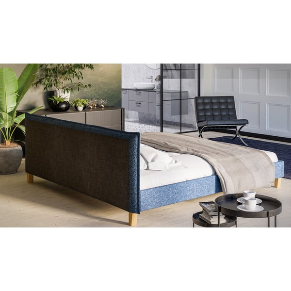 Modrá čalouněná dvoulůžková postel s roštem 200x200 cm Tina – Ropez-image-3