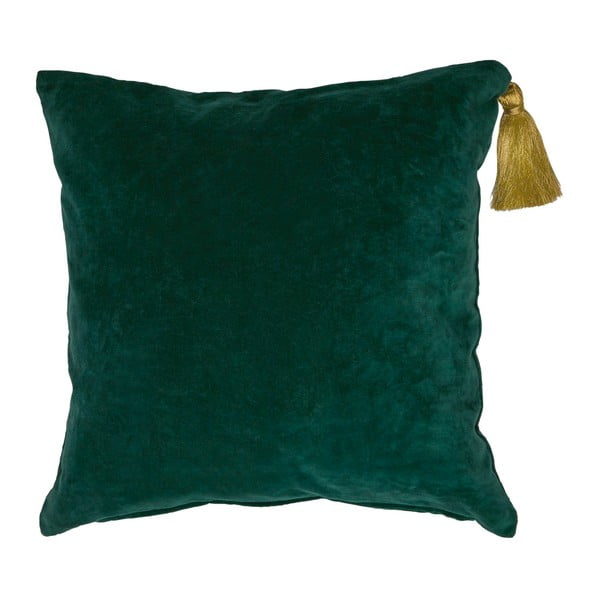 Polštář Miss Étoile Gold Tassel Dark Green, 50 x 50 cm