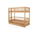 Patrová dětská postel z dubového dřeva v přírodní barvě s výsuvným lůžkem a úložným prostorem 90x200 cm Forrest – Vipack