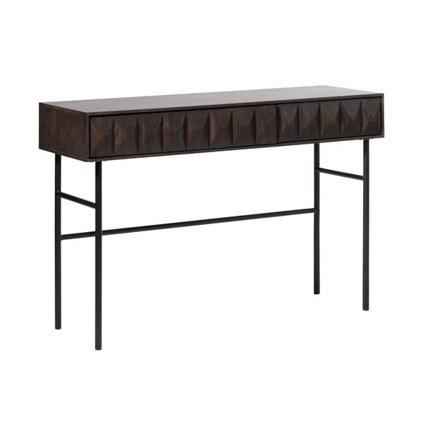 Tmavě hnědý konzolový stolek s deskou v dubovém dekoru 39x117 cm Latina – Unique Furniture-image-3