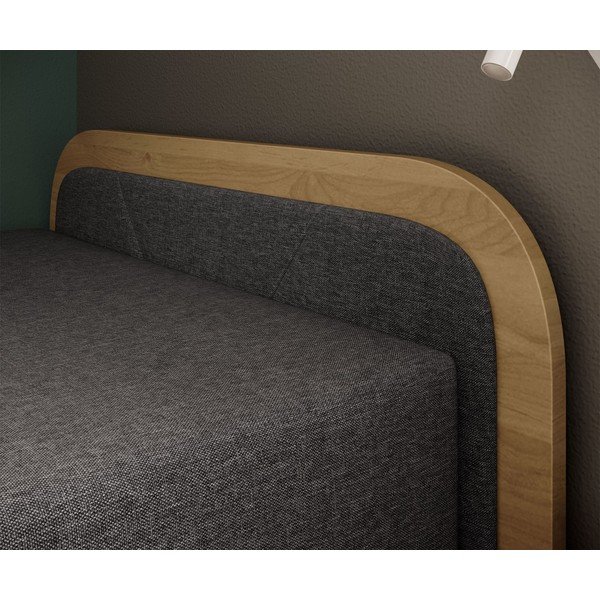 Okrově žlutá/tmavě šedá čalouněná/z dřevotřísky jednolůžková postel s úložným prostorem s matrací 80x190 cm Parys – ELTAP-image-4