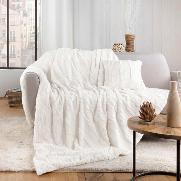 Krémová deka z mikroplyše 180x220 cm Foxy – douceur d'intérieur-image-1