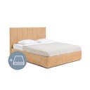 Čalouněná dvoulůžková postel s úložným prostorem s matrací/s roštem 180x200 cm v hořčicové barvě Thessa Bold Line – Bonami Selection