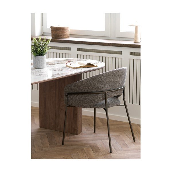 Šedé ocelové jídelní křeslo s područkami Costa – House Nordic-image-2