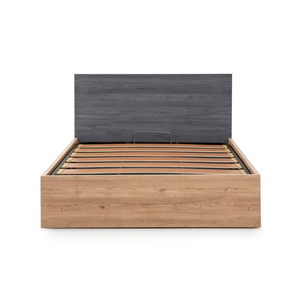 Šedá dvoulůžková postel s úložným prostorem a roštem 160x200 cm Kronos - Marckeric-image-2