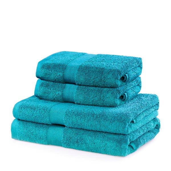 Tyrkysové froté bavlněné ručníky a osušky v sadě 4 ks Marina – DecoKing