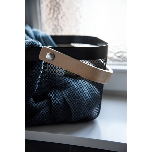 Černý organizér do koupelny s bambusovým držadlem Wenko Bambusa-image-3