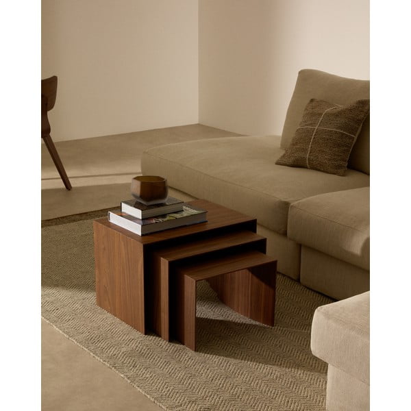 Odkládací stolky v sadě 3 ks v dekoru ořechu 40x60 cm Litto – Kave Home-image-2