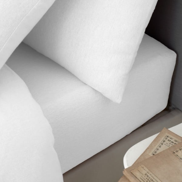 Bílé napínací flanelové prostěradlo 135x190 cm Brushed – Catherine Lansfield-image-1