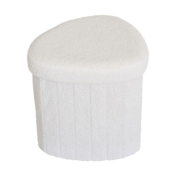 Bílý taburet z textilie bouclé Medford – House Nordic-image-4