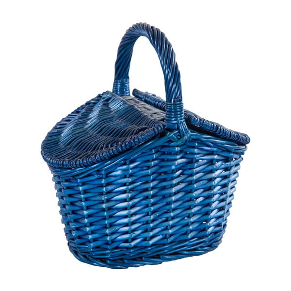 Modrý proutěný košík Joy, délka 25 cm