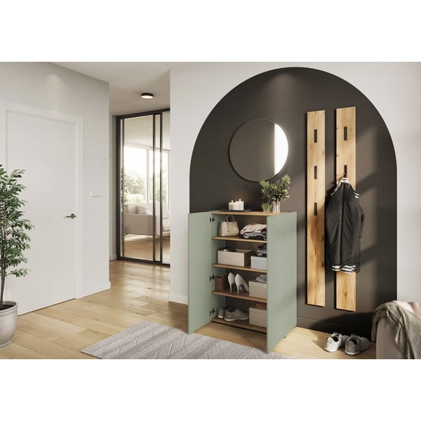 Šalvějově zelená předsíňová sestava v dekoru dubu 104x200x33 cm Alviano – Germania-image-2