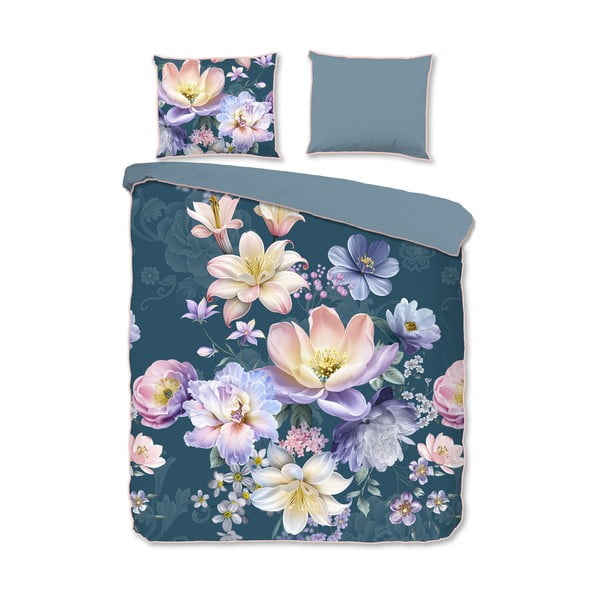 Modré povlečení na dvoulůžko/prodloužené z bavlněného saténu 200x220 cm Mirery – Descanso