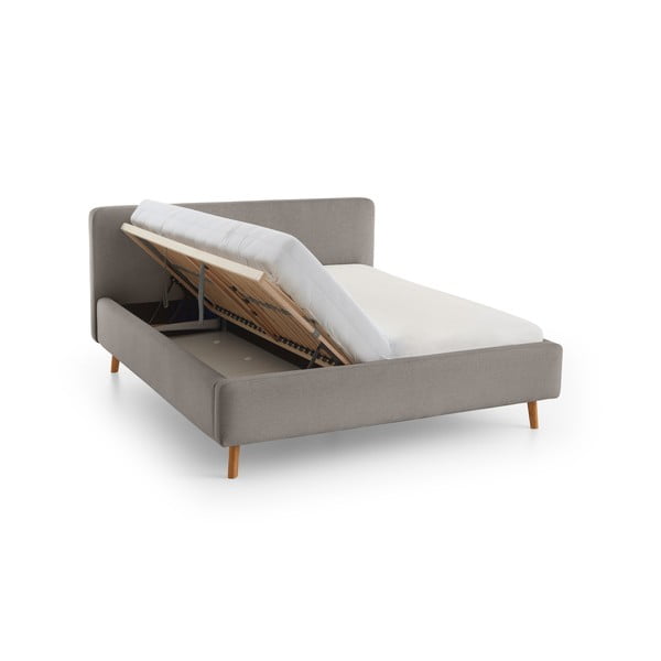 Světle šedá čalouněná dvoulůžková postel bez roštu 160x200 cm Mattis – Meise Möbel-image-3