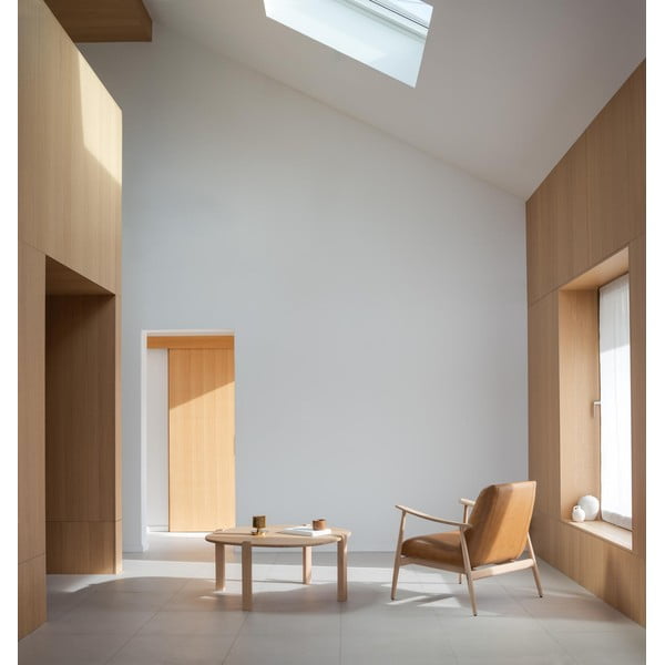 Kulatý konferenční stolek z dubového dřeva v přírodní barvě ø 100 cm Kulin – Gazzda-image-3