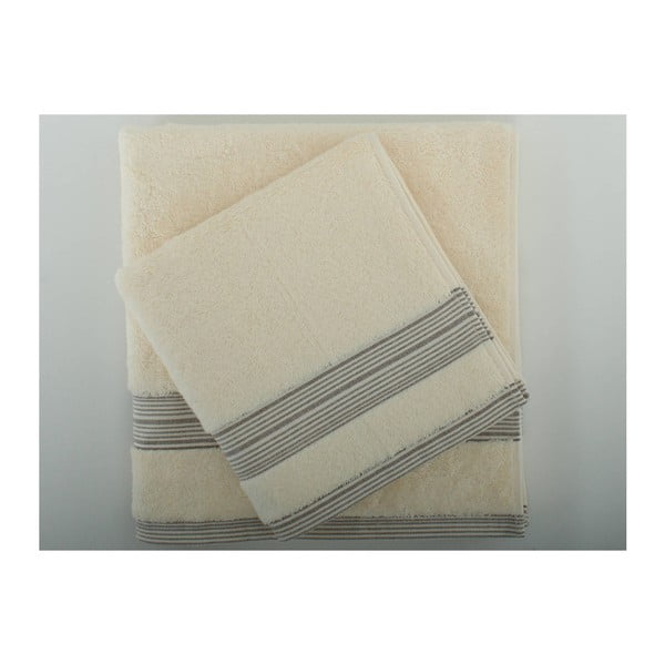 Set béžového bavlněného ručníku a osušky z bavlny Serit