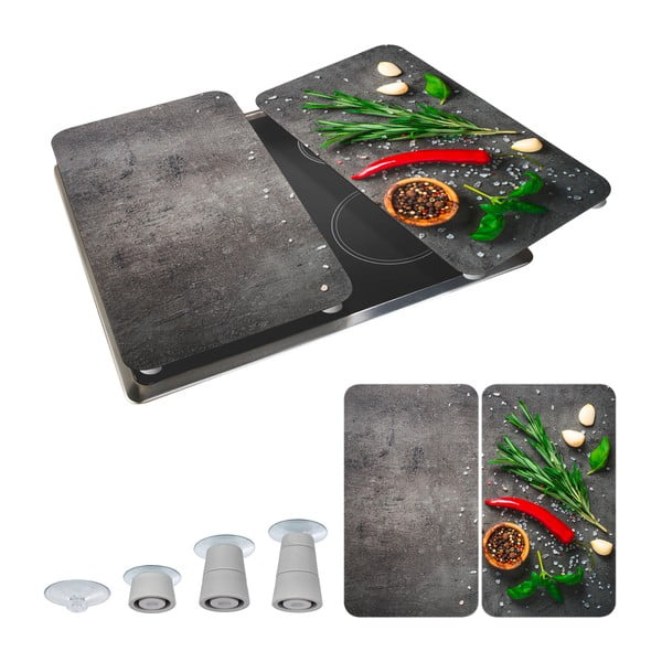 Kryty na sporák v sadě 2 ks z tvrzeného skla 52x30 cm Rosemary - Maximex-image-2