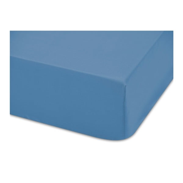 Tmavě modré bavlněné elastické prostěradlo Boheme Basic, šířka 200 cm