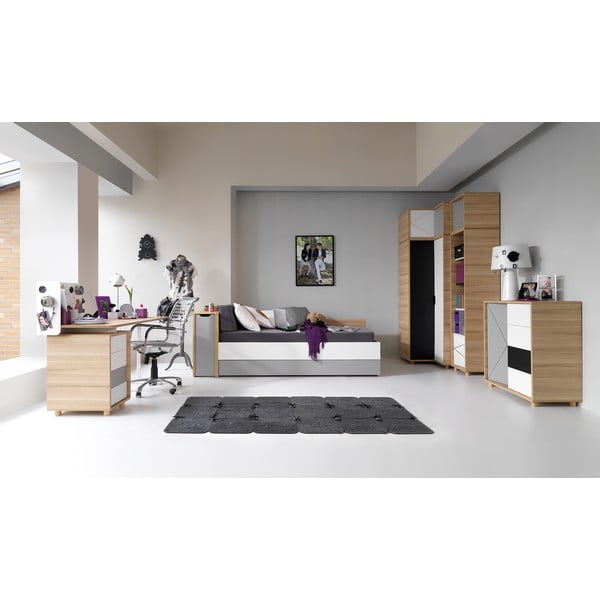 Skříňka se šedými dvířky k jednolůžkové posteli Vox Evolve-image-2