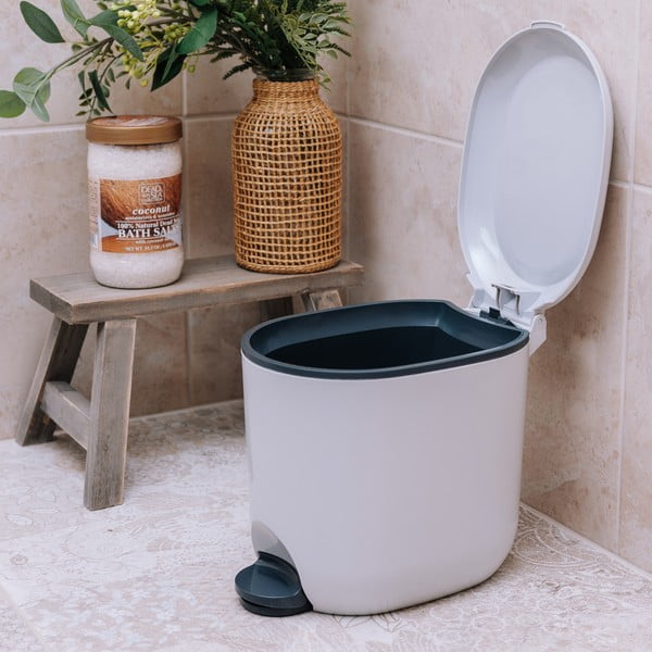 Bílý nášlapný plastový odpadkový koš 3,5 l – Addis-image-2