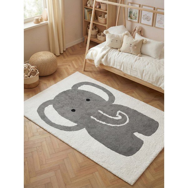 Šedý/krémový pratelný/ručně tkaný bavlněný dětský koberec 140x200 cm Snuggle Emil – Hanse Home-image-1
