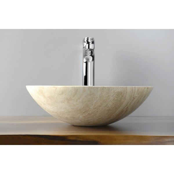 Krémové kamenné kulaté umyvadlo ø 40 cm Blok 1 – Sapho-image-2