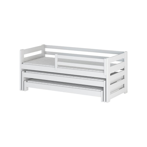 Bílá dětská postel z borovicového dřeva s výsuvným lůžkem 80x180 cm Rico - Lano Meble
