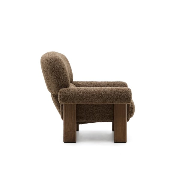 Hnědé křeslo z textilie bouclé Nema – Kave Home-image-2