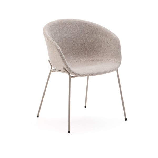 Béžové čalouněné jídelní křeslo s područkami Yvette – Kave Home