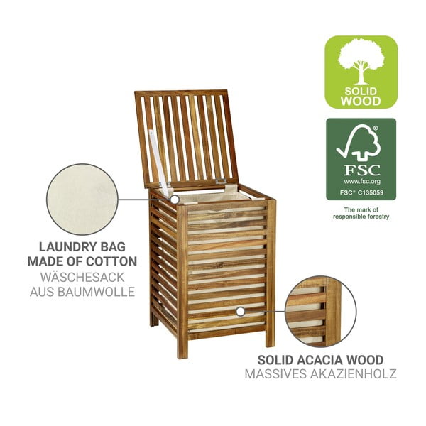 Dřevěný koš na prádlo v tmavě přírodní barvě 56 l Fondi – Wenko-image-2