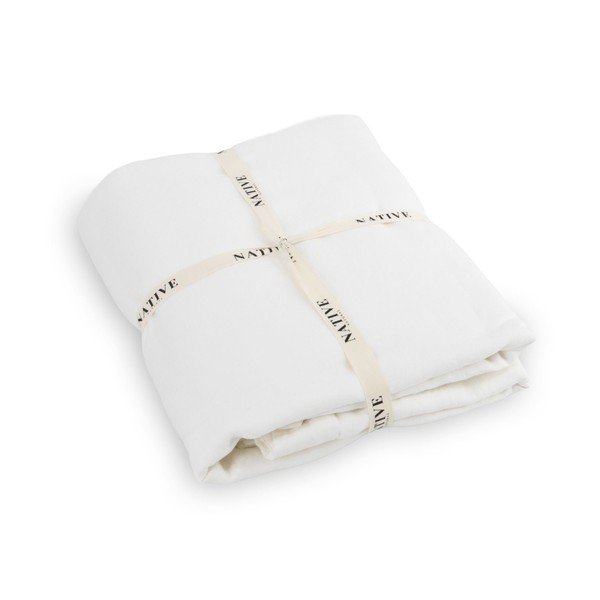 Bílé lněné povlečení na dvoulůžko 200x200 cm Blanco – Native Natural-image-3