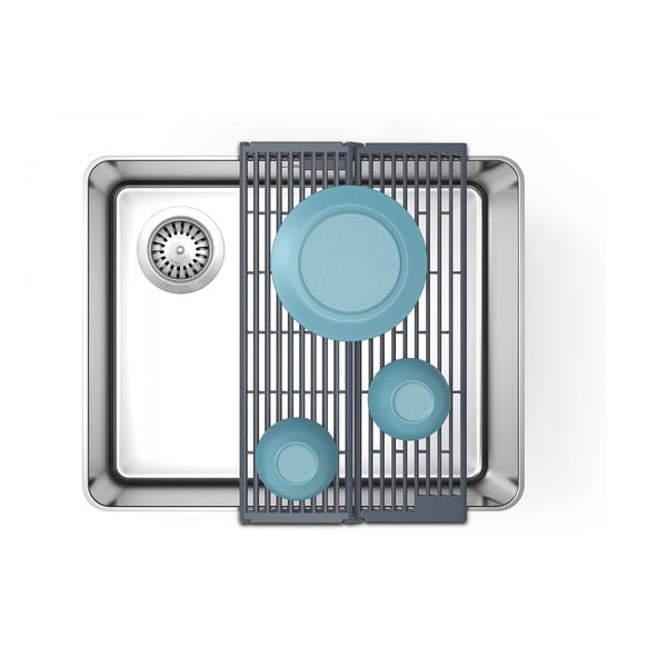 Šedá nastavitelná plastová odkapávací mřížka na dřez 43x13 cm Platform – Joseph Joseph-image-4