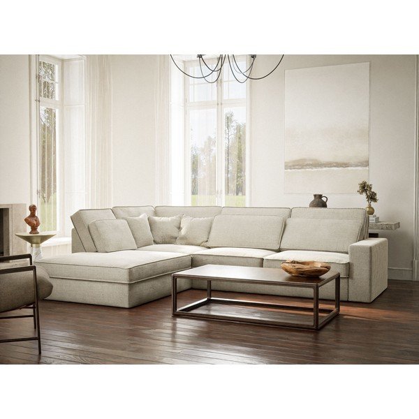 Šedobéžová žinylková rohová pohovka (levý roh/do L) Kirou – Maison de Rêve-image-1