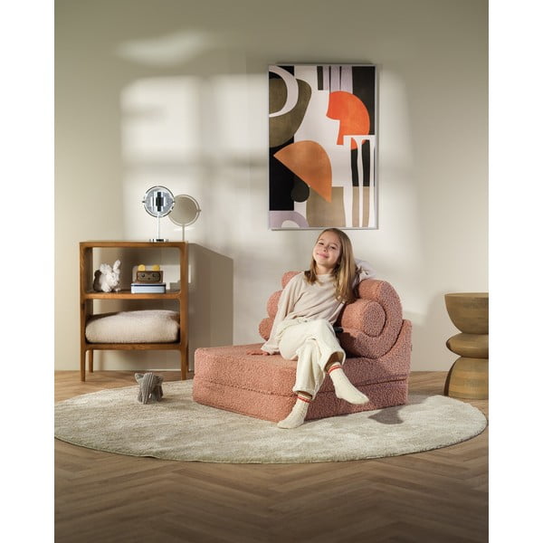 Růžové dětské křesílko z textilie bouclé Flipster – Wigiwama-image-3