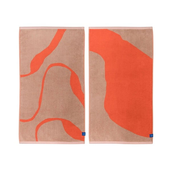 Oranžové/světle hnědé ručníky v sadě 2 ks z Bio bavlny 50x90 cm Nova Arte – Mette Ditmer Denmark