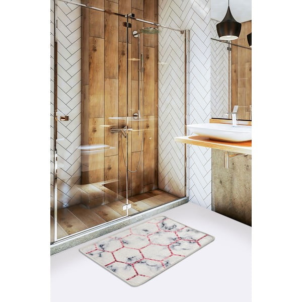 Bílá/šedá koupelnová předložka 60x40 cm Honeycomb - Foutastic-image-1